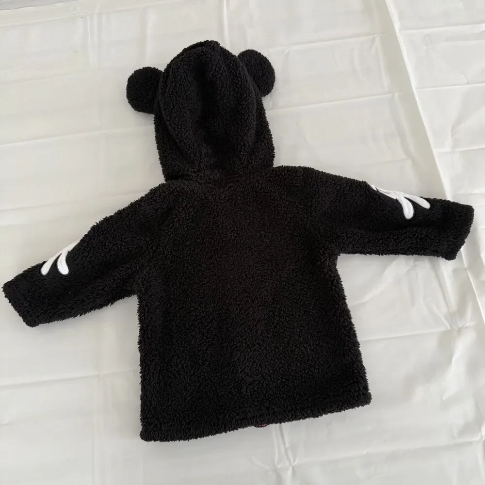 Disney Mickey Mouse Hoodie Baby 12M 3D Ears Plush Fleece Full Zip Fall Jacket